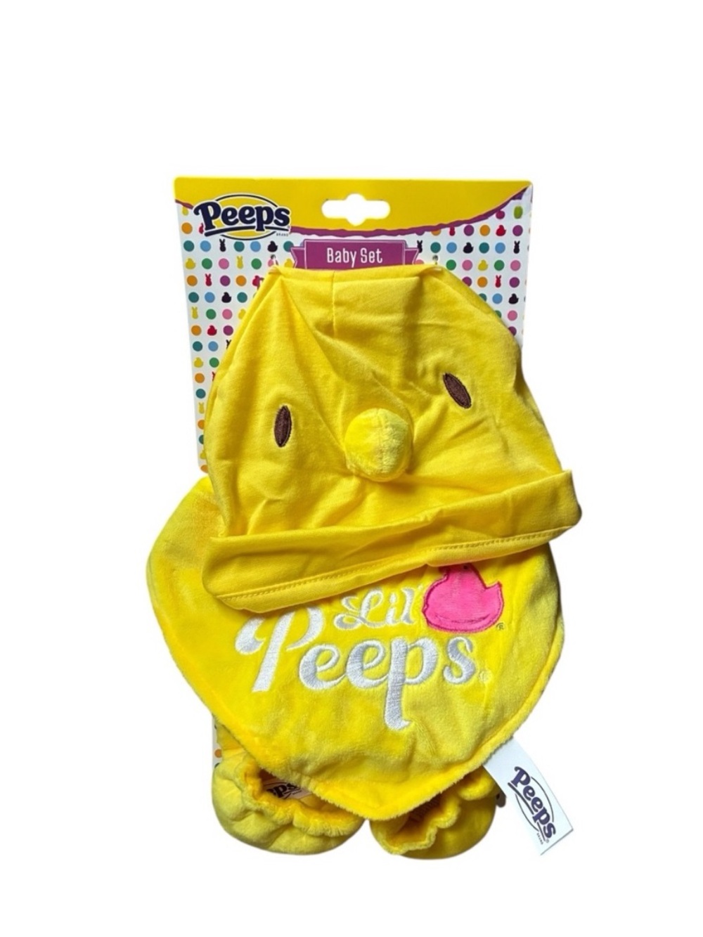 Peeps Yellow Baby Matching Set - Chick Hat, Booties & Bib